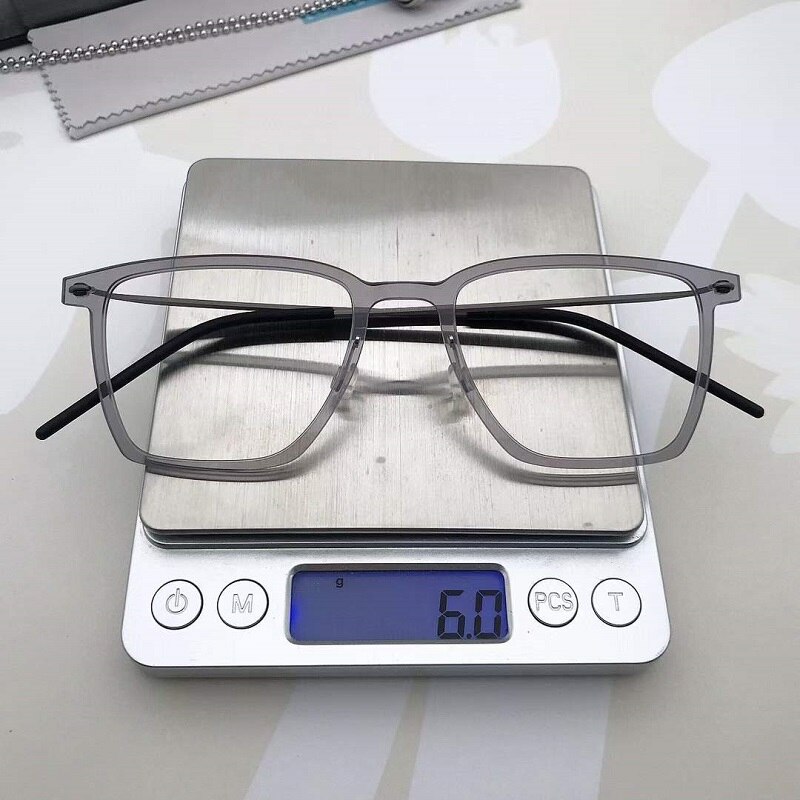 Mannen Brilmontuur Puur Titanium Vierkante Brillen Bijziendheid Recept Brillen Optiek Lens 6554 Denemarken 2022 Mode: Grey