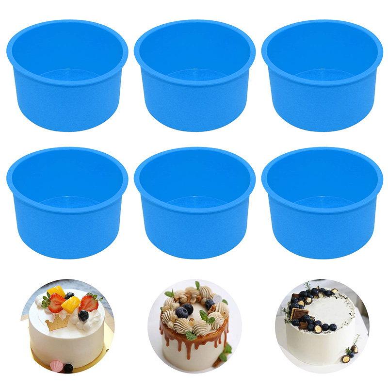 6 stks Siliconen Mini Ronde Cakevormen 4 Inch Herbruikbare Non-stick Release Siliconen Bakvorm cake pizza brood pan BPA Gratis: Default Title