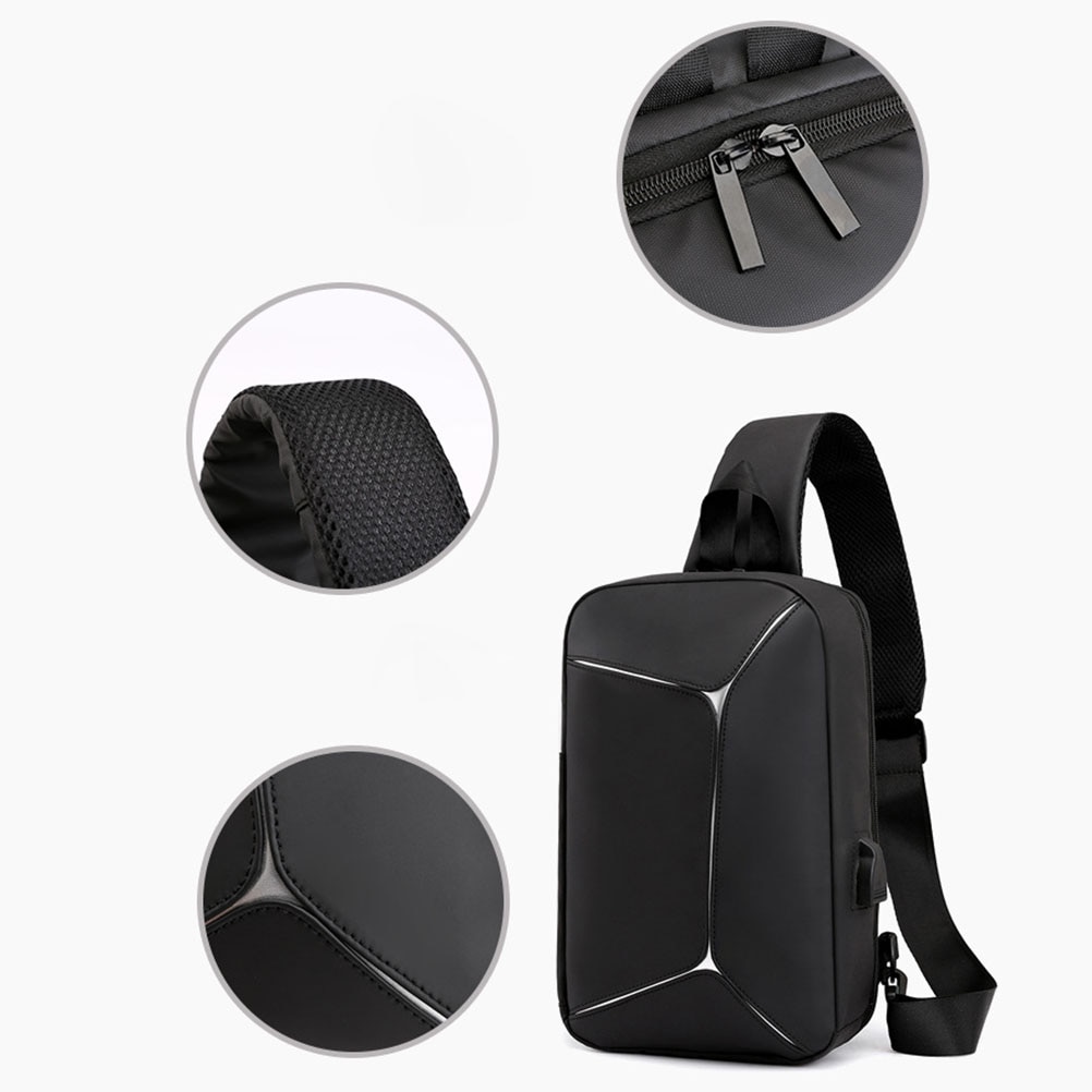 Pochete masculina à prova d'água, multifuncional de trespassar com carregador usb, antirroubo, bolsa de ombro, casual, para telefone