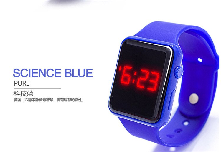 Reloj Digital LED para niños , reloj cuadrado de silicona con estilo, reloj electrónico deportivo, relojes para niños: Azul