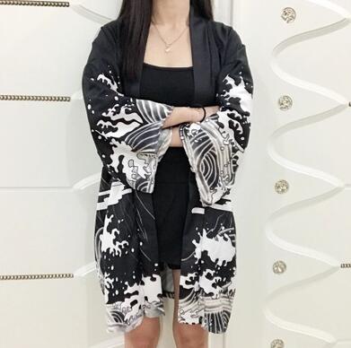 Manteau Long et fin pour femme, Kimono japonais, Cardigan, Yukata, vêtement d'extérieur: C