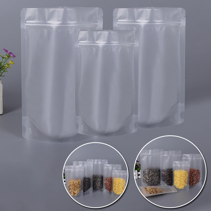 10Pcs Transparante Opbergtas Zelfdragende Ziplock Voedsel Verpakking Zak Thee Gedroogd Fruit Rits Zak Keuken Organizer