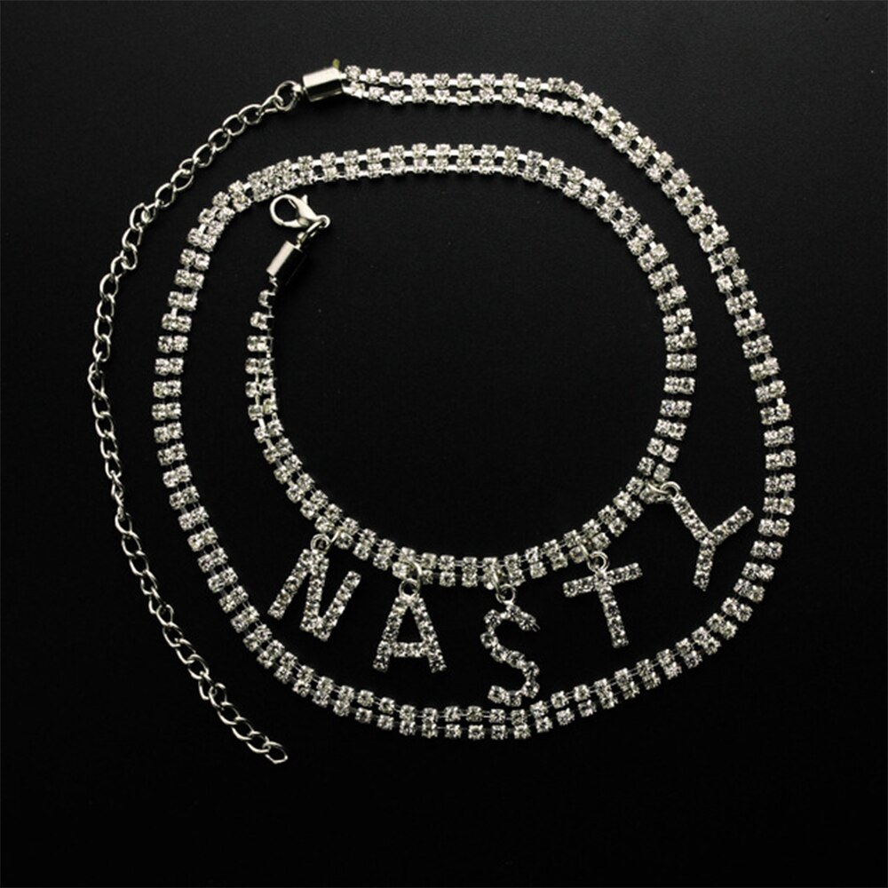Frauen knapp BÖSE Kristall Knöchel Armbinde Bohemien Silber Farbe Gold Fuß Strand Party Verein Fußkettchen Barfuß Kette Schmuck: Silber-
