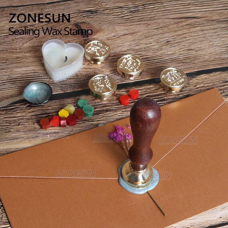 ZONESUN, sello de frase de bendición, sello con mango de madera para , embalaje, sobres de cartas, paquetes, invitaciones de boda
