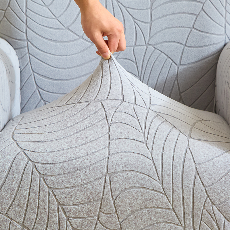 1PC Leaf Jacquard Ottomaanse Cover Elastische Vierkante Voetsteun Cover Effen Kleur Stofdicht Voetenbank Hoes voor Slaapkamer Party Hotel