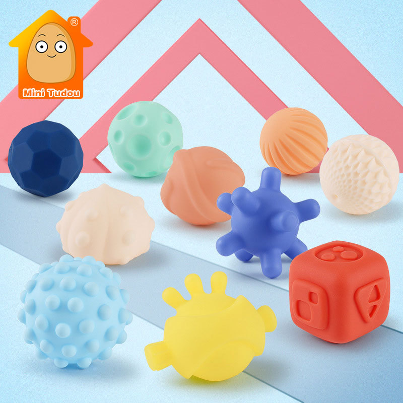 Baby gummiboll leksak spädbarn träning massage mjuk texturerad multi sensorisk beröring handboll set pedagogiska leksaker för barn