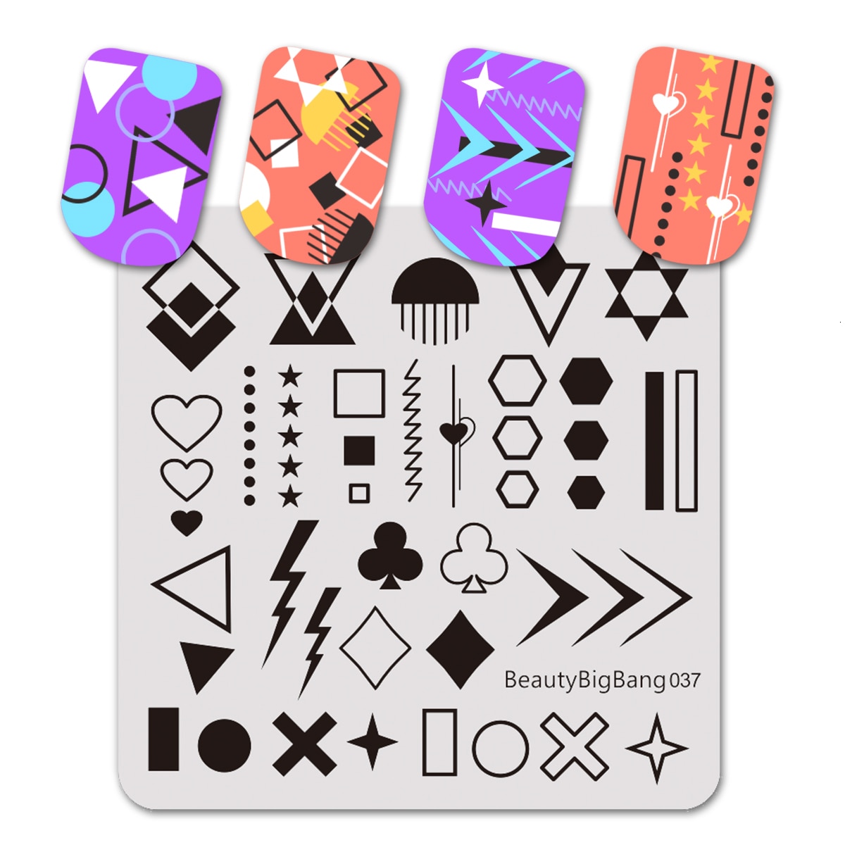BeautyBigBang 6CM Nail Stamping Plates Striped Cute Cat Image Stainless Steel Template Nail Art Stamp Plate 041: 37