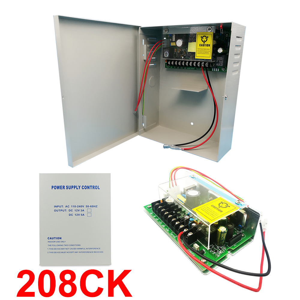 DC 12V5A Back Up Battery Function Metal Box Switching Door Lock Access Control Power Supply: 208CK