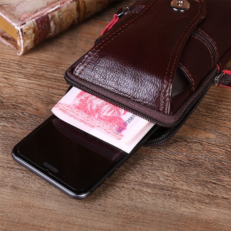 Riñonera de cuero Vintage para teléfono, cinturón, cinturón de cadera, funda de billetera, funda de transporte monedero deportivo para hombre