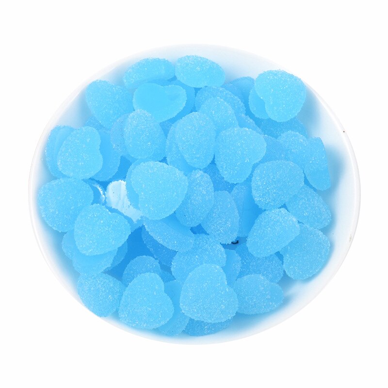 Hjärtformade berlocker för slime tillbehör leksaker godis fluffiga tillbehör lizun modellering lera diy kit slime leksak för barn: 5 st blå