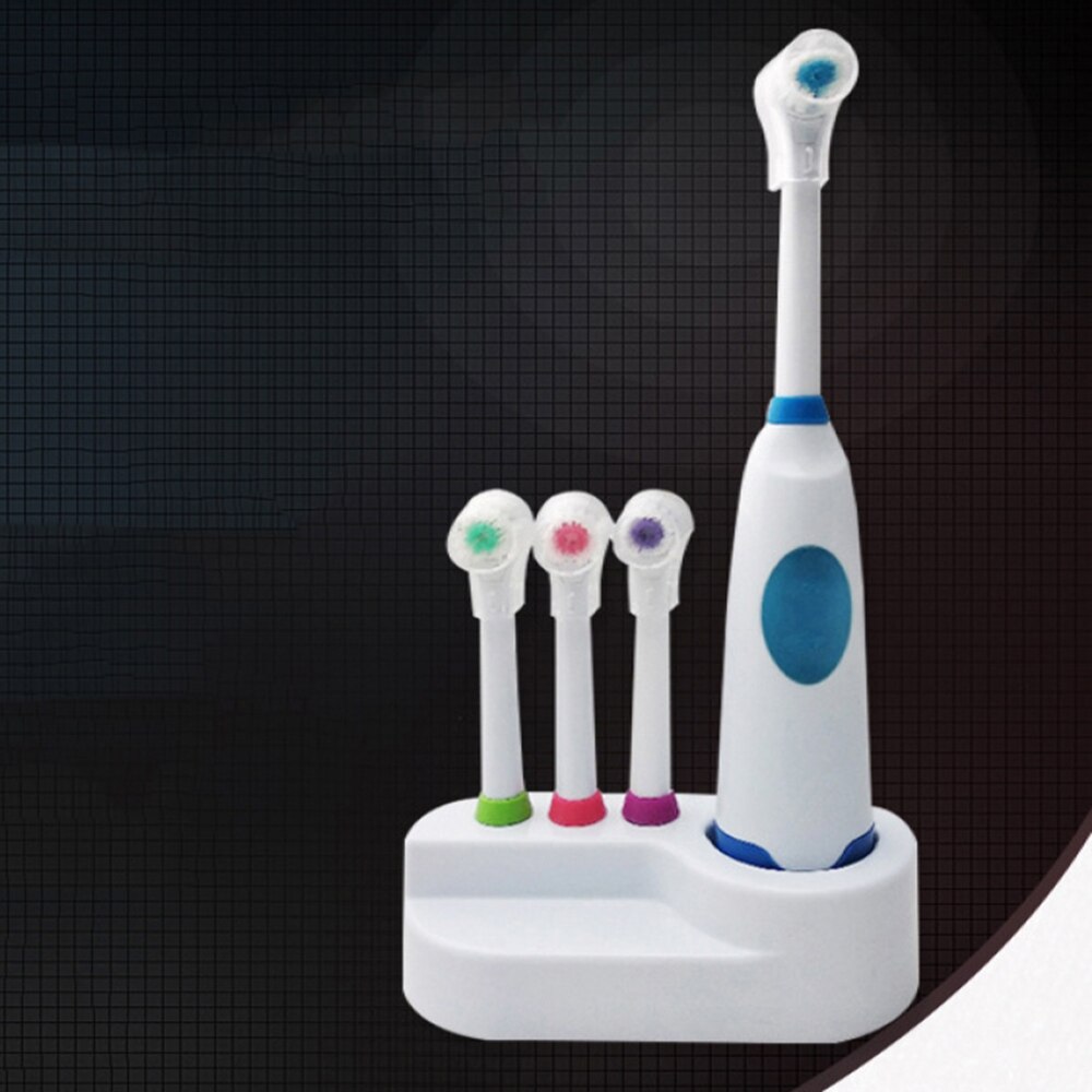 1 sæt batteridrevet tandbørste vandtæt tandpleje roterende tandbørstehoveder  + 3 dyser mundhygiejne