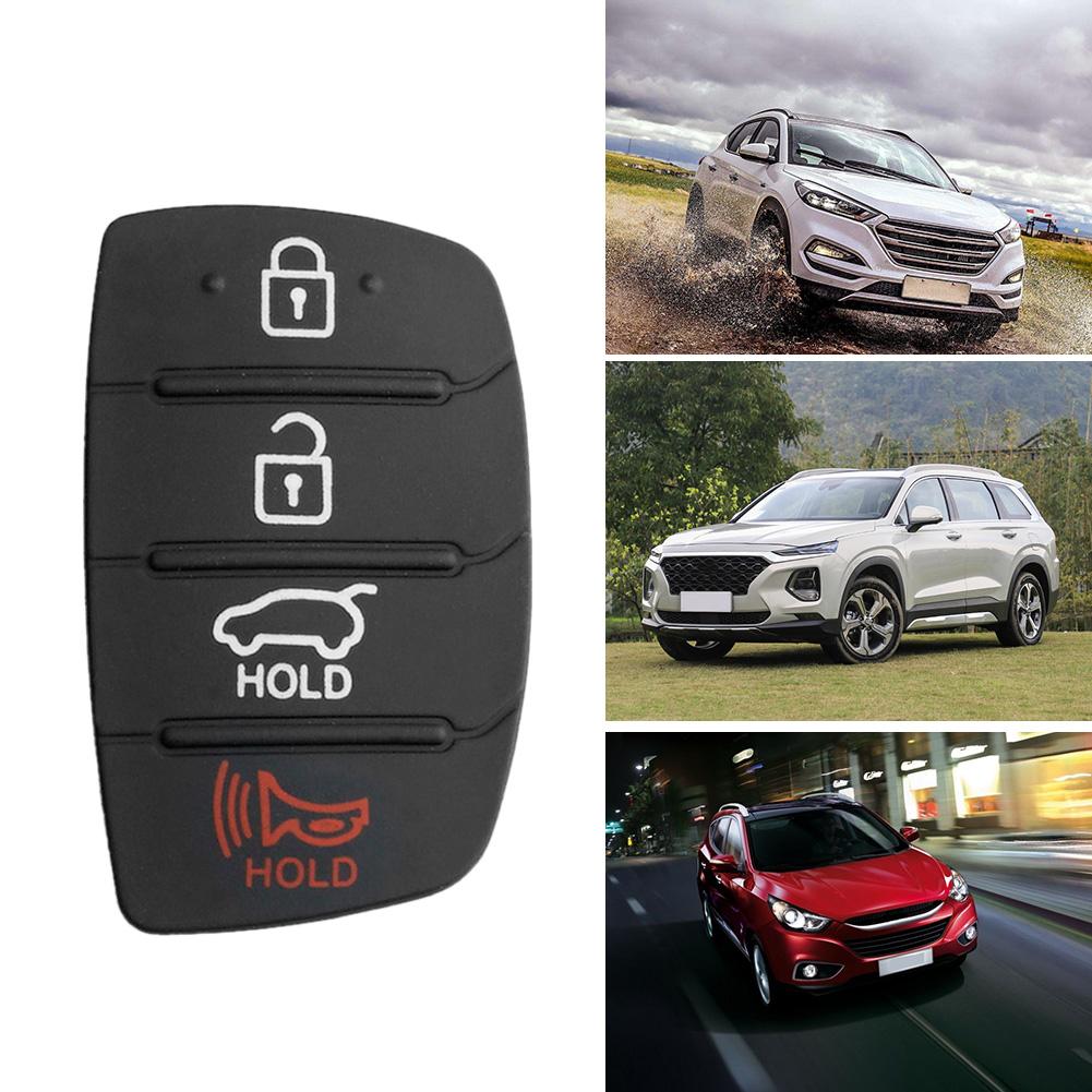 4 Knoppen Flip Vouwen Afstandsbediening Autosleutel Shell Case Siliconen Pad Vervanging Voor Hyundai Kia Zwart