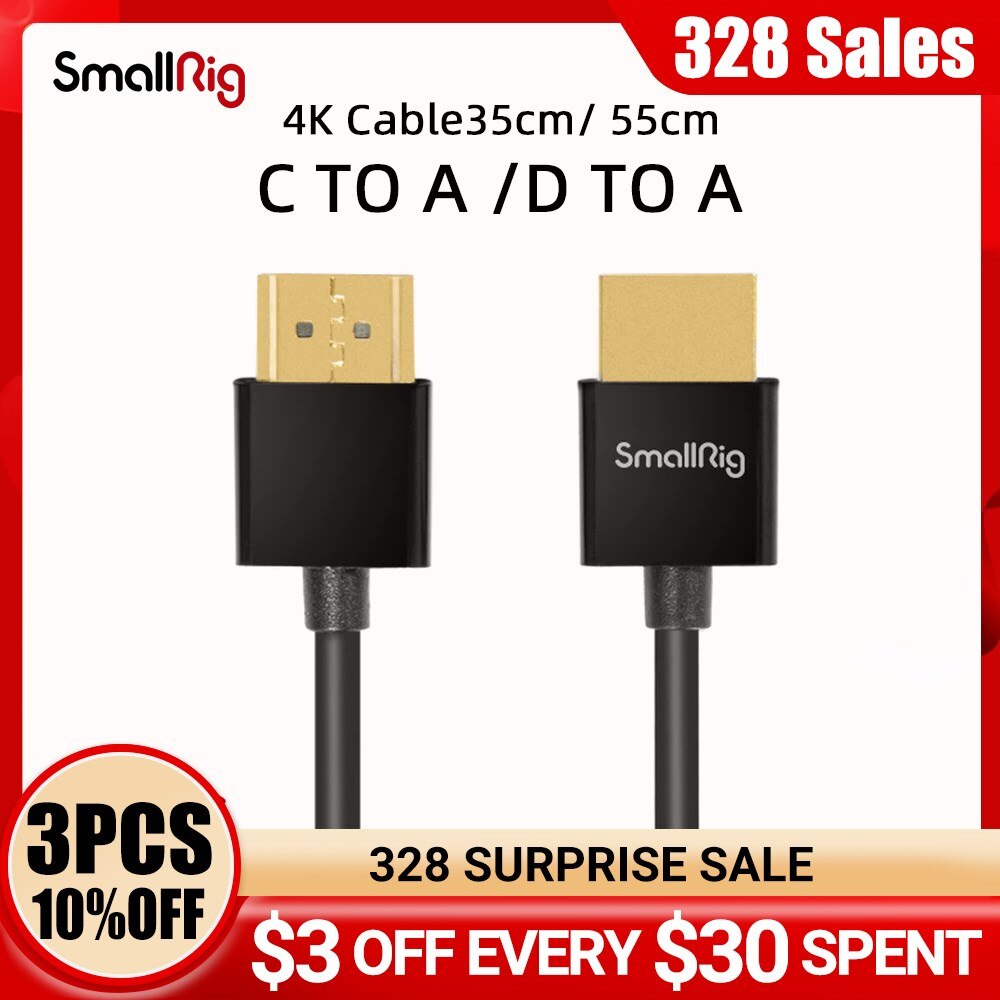 SmallRig Ultra Slim 4K 60HZ 2,0 Kabel 33/55cm für DSLR/ monitor/drahtlose video sender & empfänger 2956/2957