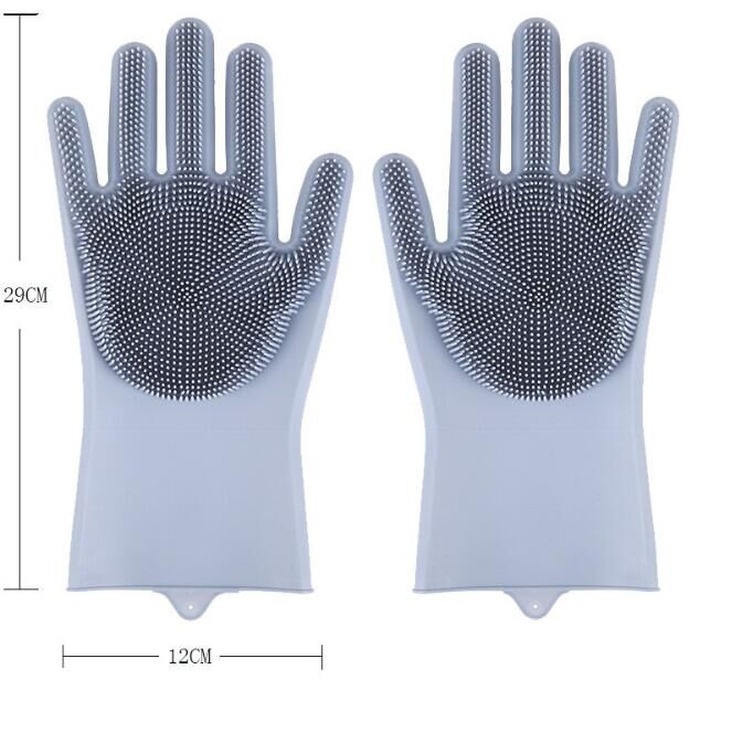 Fabrikanten directe verkoop magic silicone wassen gerechten keuken schoonmaken multi-purpose huishoudelijke siliconen borstel handschoenen: Bruin