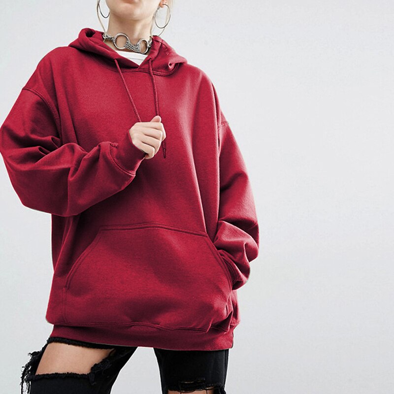 Ropa de calle coreana para hombre y mujer, pulóver informal de Hip Hop, sudadera de manga larga de color sólido, Tops deportivos, sudaderas con capucha