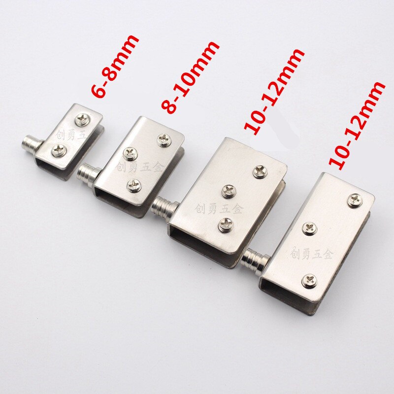 4Pcs Rvs Glas Scharnieren Voor 5-8Mm/10-12Mm Glazen Deur Glas Pivot klemmen Deur Scharnieren 4 Maten