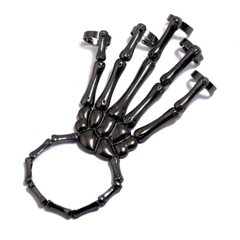 Pulseira de halloween para mulher gótico punk mão crânio esqueleto elasticidade ajustável pulseira pulseiras femme festa acessórios
