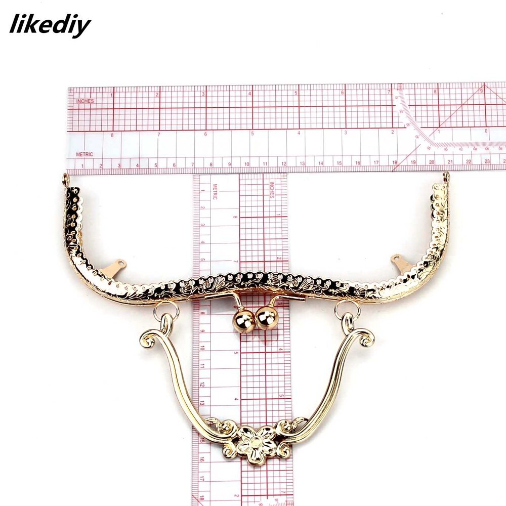 3 stk/parti 20.5 cm bronze sølv gylden blomme blomst blomstermønster vintage metal pung ramme kys lås håndtag taske tilbehør