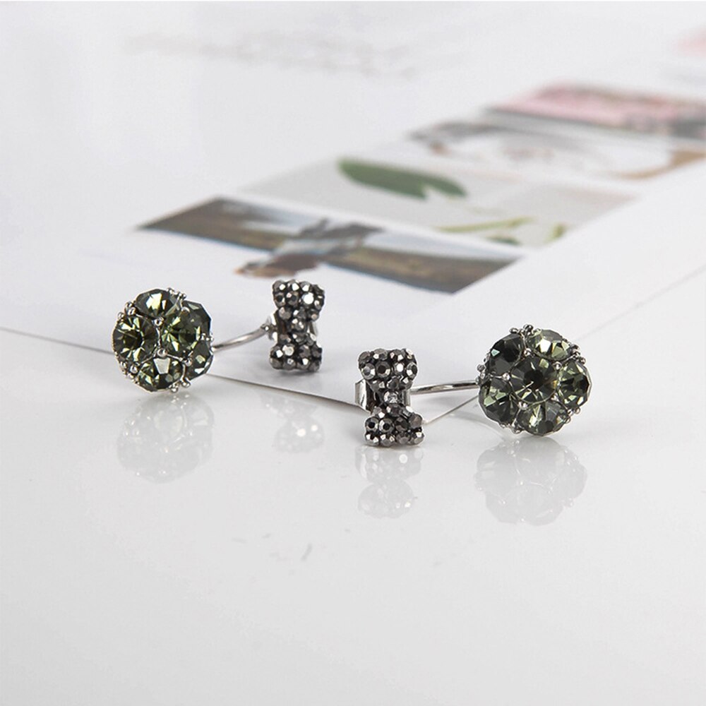 Double Rhinestones Earrings Bowtie Earring Jackets Alloy Earrings For Women Jewelry