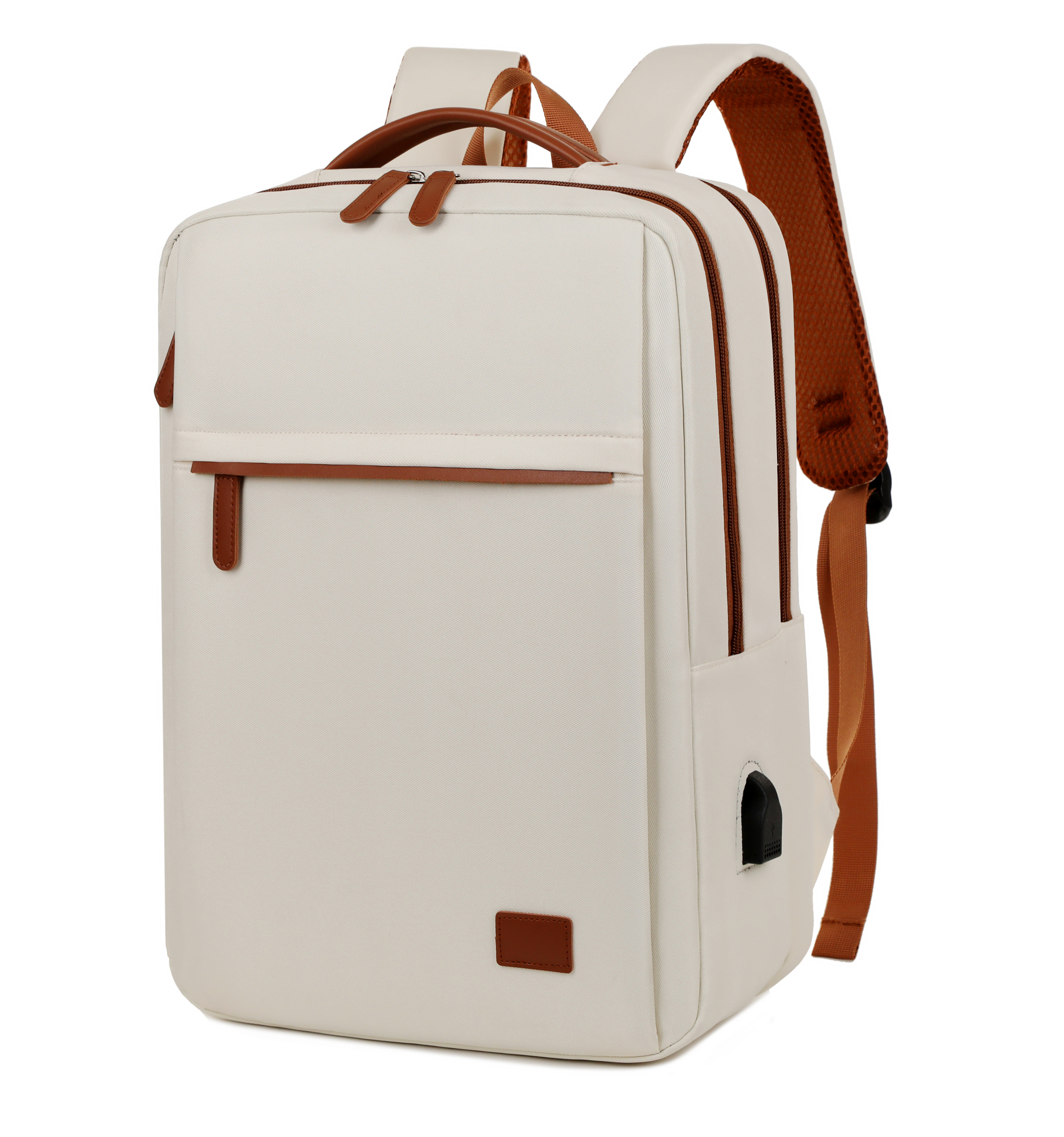 Business rygsæk til mænd og kvinder trendy 15.6- tommer laptop rygsæk blå beige studenter skoletaske internatrygsæk herre: 16 inches / Beige