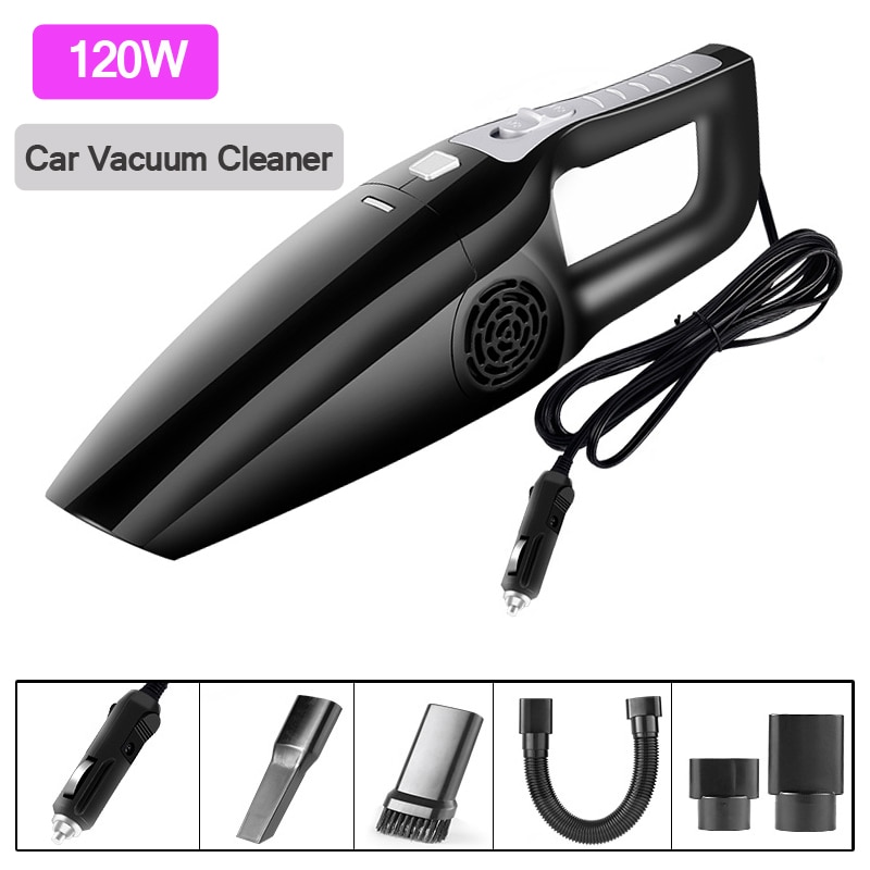 Aspirador de mano para coche, 12V, 120w, herramienta portátil de alta potencia, mini limpiador para coche