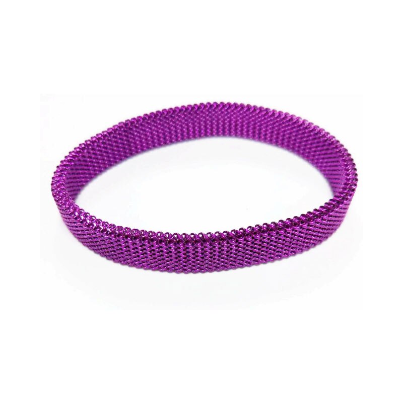 Charm Women Elastic Bracelet green Casual Steel Elastic Bracelets Jewelry Flexible Round Stainless Bangles: Purple / 16cm