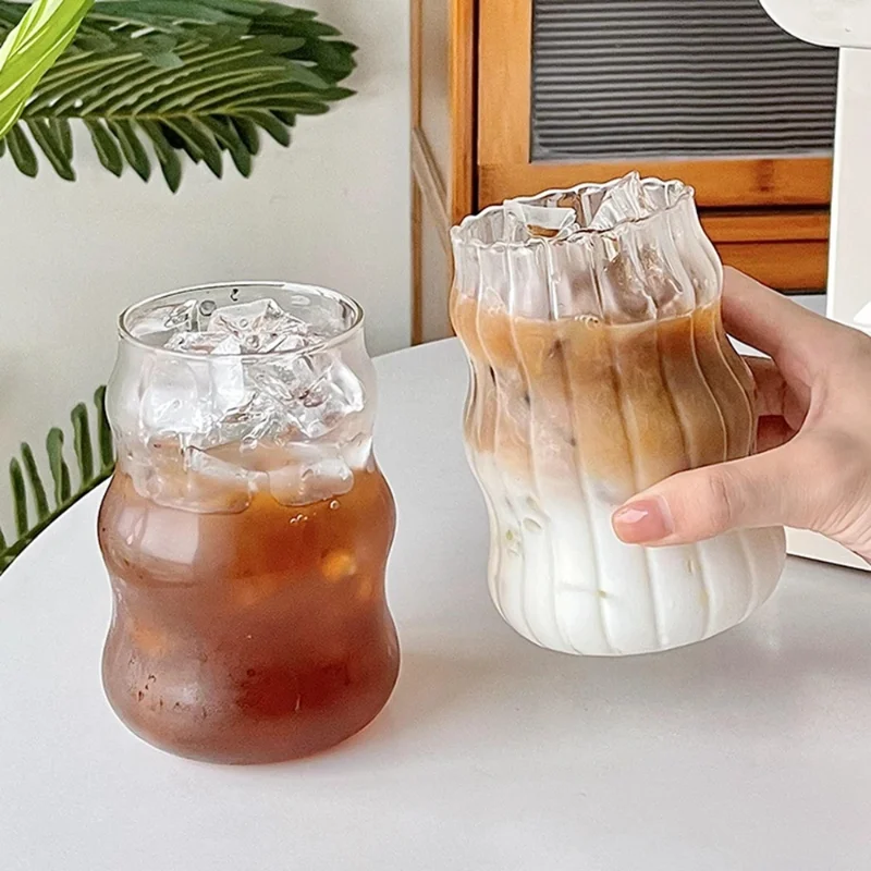 Taza de cristal Ins creativa, vaso resistente al calor, té transparente, jugo, leche, café, vasos de agua para el hogar, vasos de cóctel y cerveza