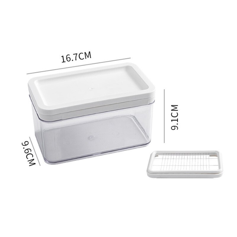 Cheese Butter Box Container Cheese Cutter Slicer Sealing Storage Keeper Tray Box Kitchen Dinnerware Cutting Food Butter Box: White 3 grids