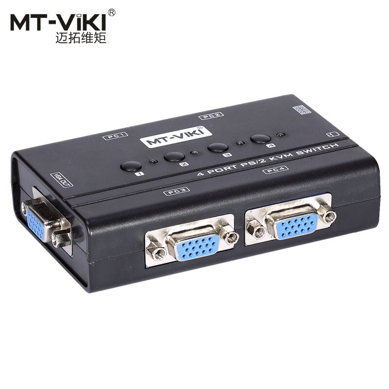 MT-Viki 4 Port VGA KVM Switch PS/2 Mouse Keyboard Console Manual Button Press Select With Original Cable High Resolution 460SL