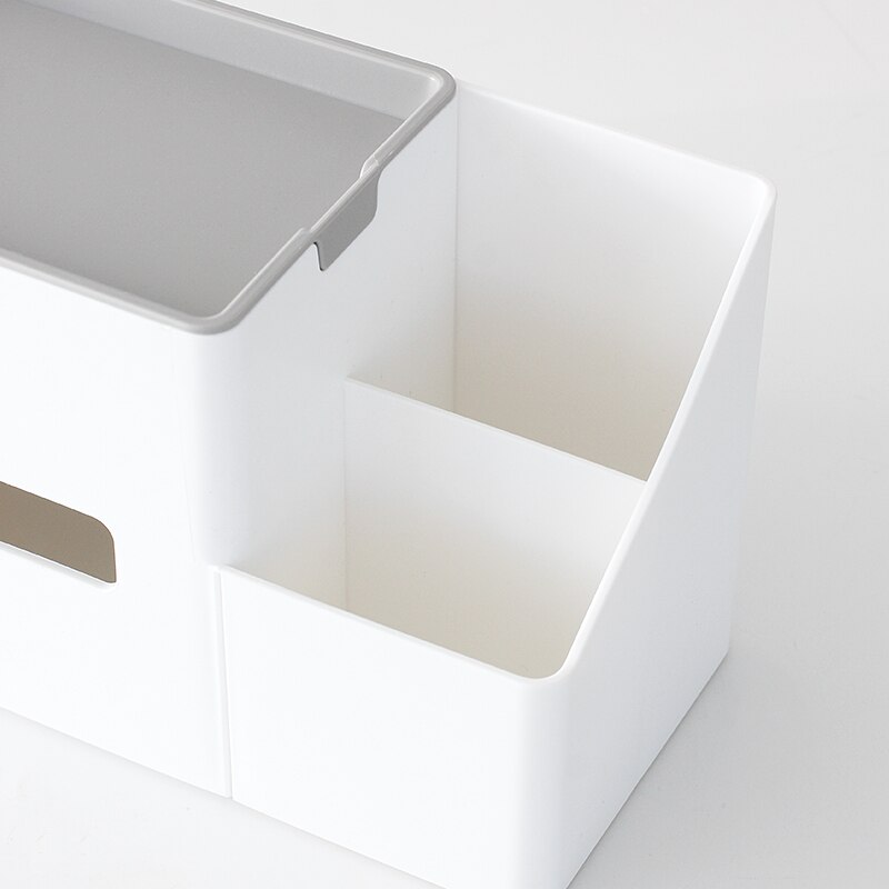 Square Tissue Box Cover White Pen Holder Desk Organizer Storage Box Sundries Pencil Box Multifunctional Plastic Stationery