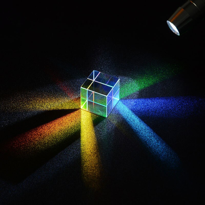 Prisma Zes-Zijdige Helder Licht Combineren Cube Prism Woondecoratie Prisma Glas Optische Prisma Regenboog Cube Kid Wetenschap experiment