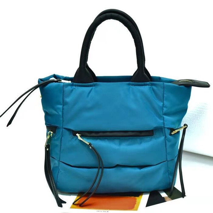 2020 novo inverno espaço de algodão bolsa feminina casual totes saco para baixo pena acolchoado senhora ombro saco sac a mian crossbody: blue / 27cm 23cm 16cm