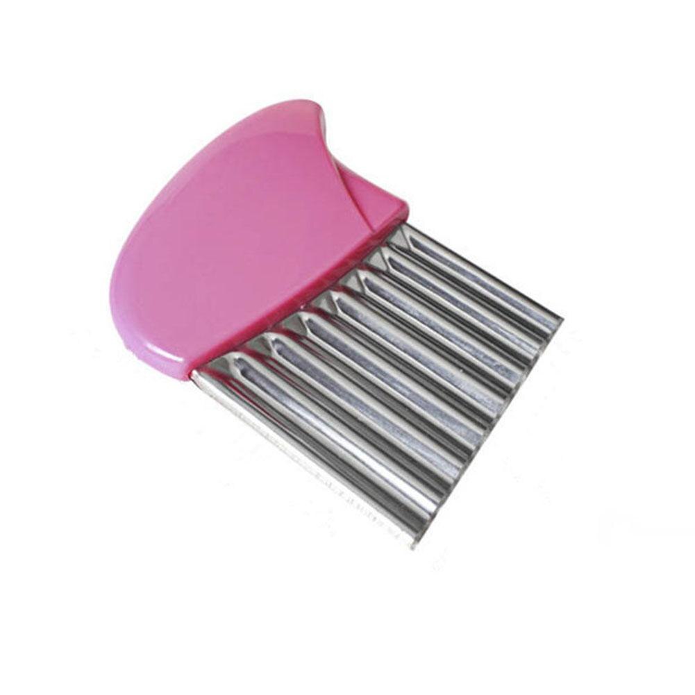 Stainless steel wave cut potato knife kitchen tool wave knife shredder: Pink
