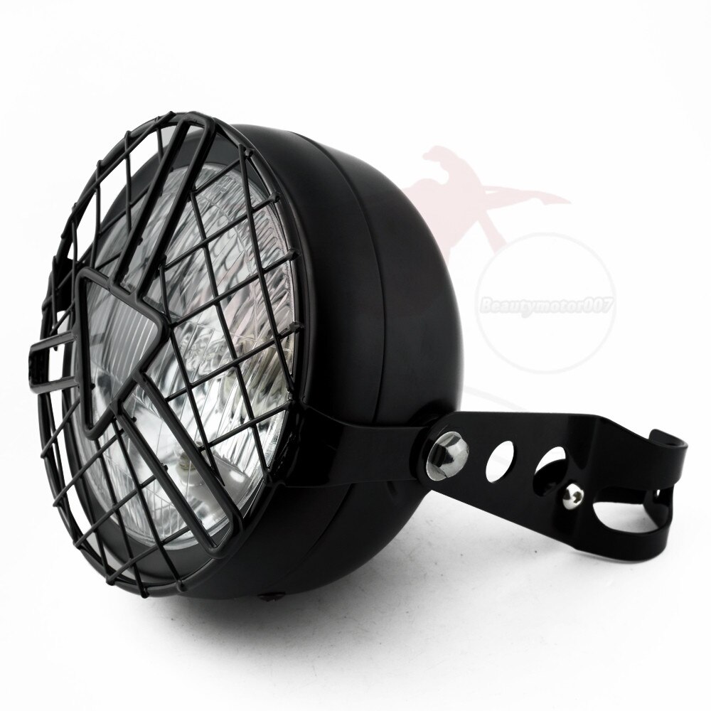 6.5 Inch Retro Motorcycle Headlight Grill Side Mount Cover with Bracket Motorcycle Side Mount Headlight Cover 35-43mm: Square Yellow Set