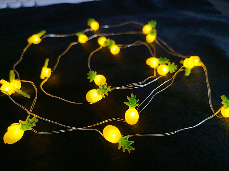2m 20Led Hawaiian Light String Pineapple Glow Party Aloha Fruit Birthday Party Hawaii Seaside Night Luminous Parti Led Strings: Fluorescence Yellow