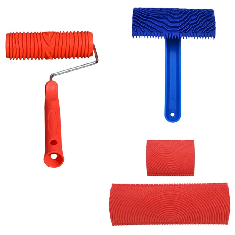 4Pcs Wall Texture Art Painting Tool Set Wood Graining Painting Tool Art Wallpaper Imitation Wood Grain Tool