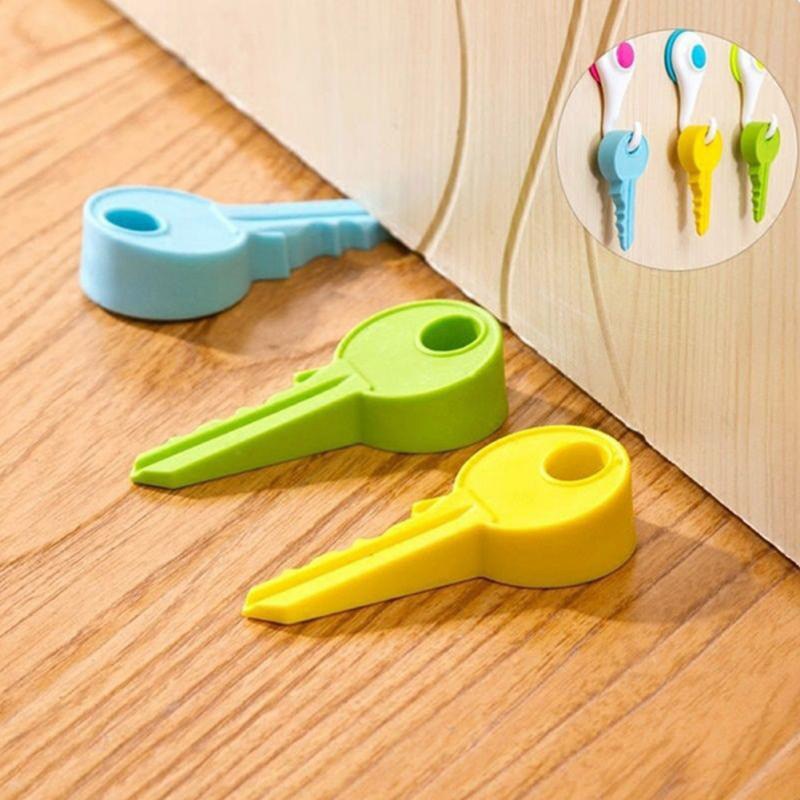 Tope de puerta de goma de silicona bonita y llave decoración del hogar protección de seguridad para los dedos chico herramientas de Tope de puerta seguro para bebé
