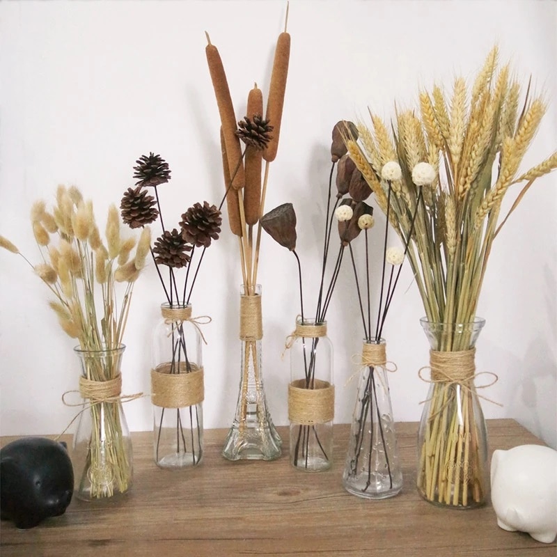 Jarrones de vidrio transparente para decoración, jarrón de flores secas, cuerda de flores, Decoración de mesa para sala de estar, jarrones creativos para plantas hidropónicas