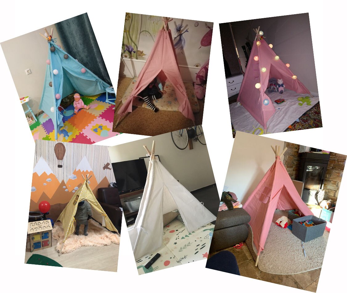 Tienda de campaña portátil para niños de 1,3 M, Tipi grande Infantil, Castillo de lona de algodón indio, cabaña de bebé, tienda de juegos pequeña