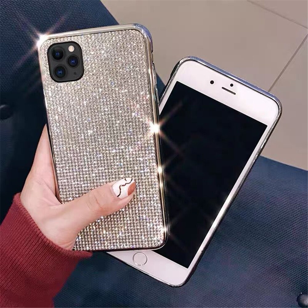 Luxus Strass Glitter Telefon Fall für iPhone 12 11 Pro Max XS Mini XR X 6 7 8 Plus SE2 shiny Diamant Weiche Silikon Zurück Abdeckung