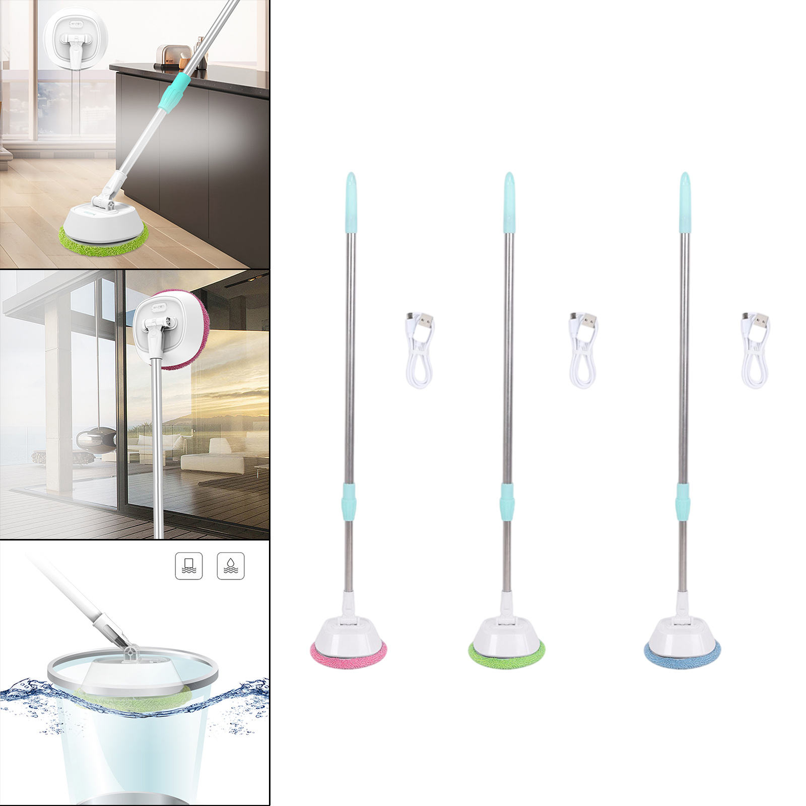 Cordless Window Cleaner Washer USB Rechargable Glass Cleaning Tools Glass Cleaning Mops Washer for Bathroom Kitchen Tile