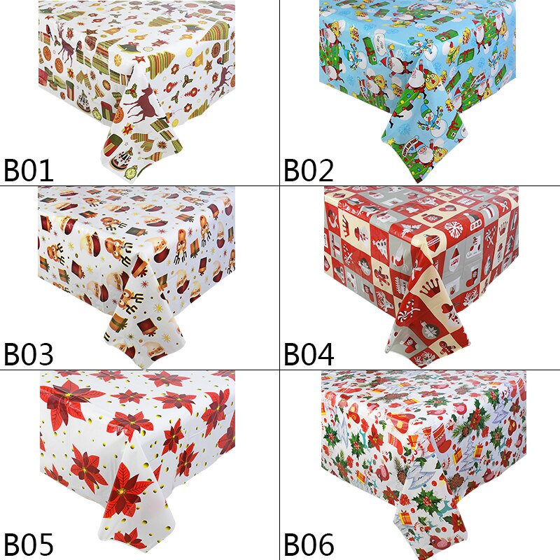 1pc 108 x 179cm jul pvc bordsduk jul dekorationer tryckt bordsduk bord täcka hem jul fest middag dekoration
