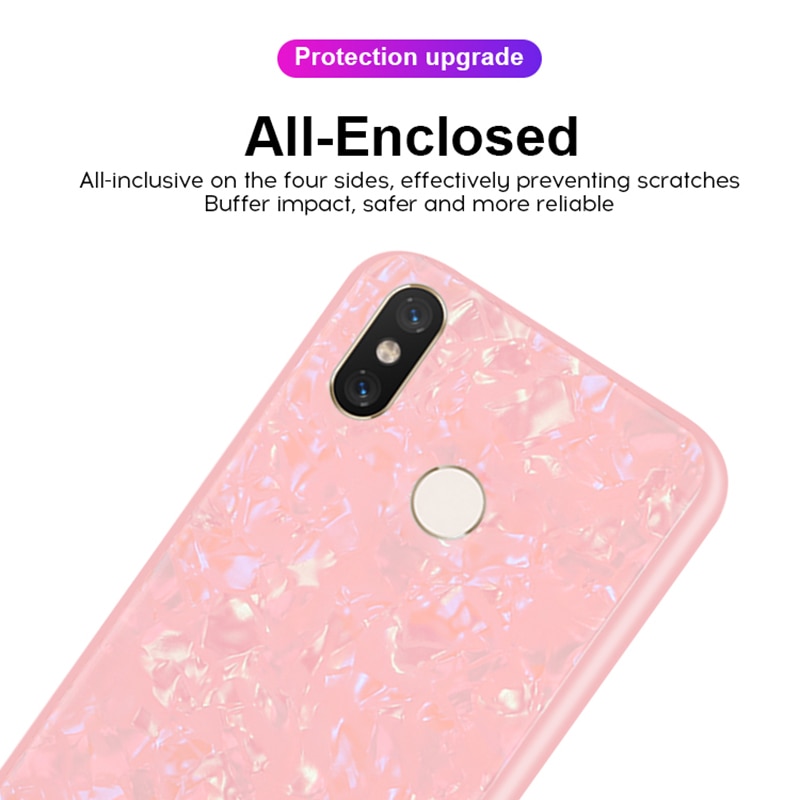Shell Pattern For Xiaomi Mi 9 Tempered Glass Case Back Cover Soft TPU Anti-Scratch For Xiaomi Mi 8 Mi8 Lite Light Se Explore MI9