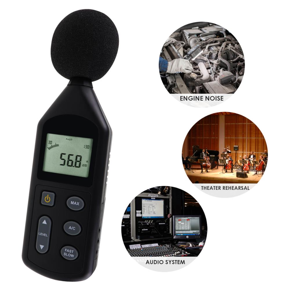 Digital Noise Level Meter Sound Tester 30~130dBA A / C Frequency Weighting Tool Pre-calibrated Volume Meter w/ Tripod Hole
