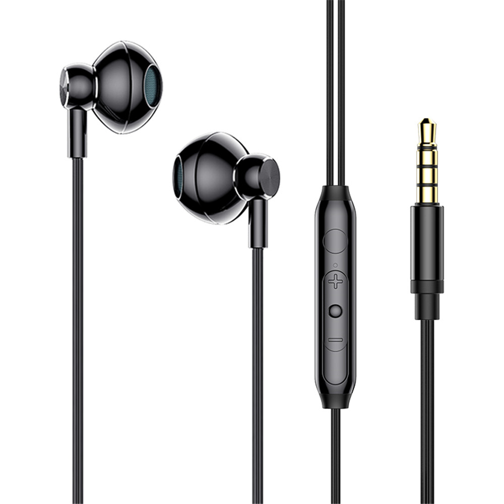 Auscultadores com fio EARDECO com microfone, Auscultadores com cancelamento de ruído, Auscultadores estéreo HiFi Bass, Auscultadores desportivos, 3,5mm: Preto