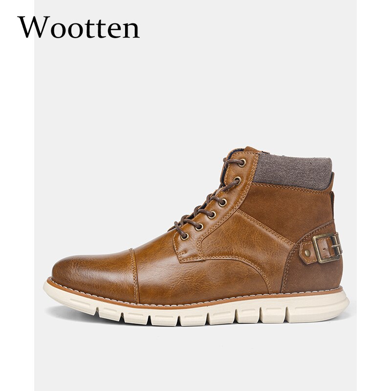 Botas de hombres nuevos botines de otoño vogue vintage cómodas botas de piel de de