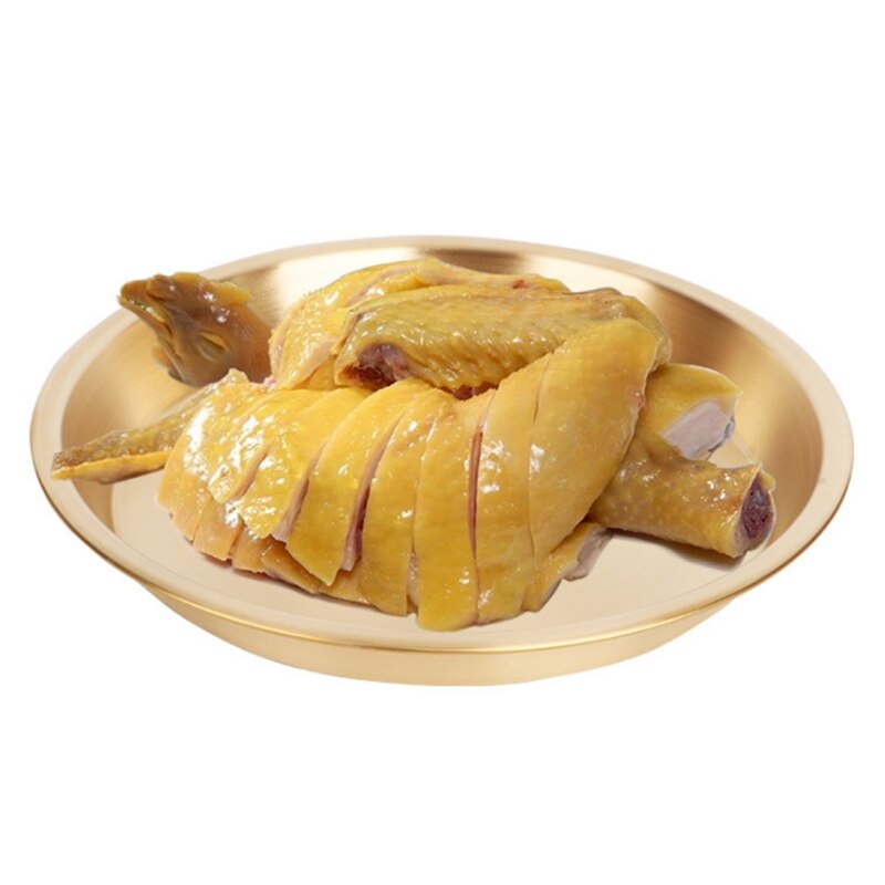 24CM Plate Thickened Pure Copper Plate Dinner Plate Fruit Plate Wedding Plate Tray Steamed Fish Chicken Plate