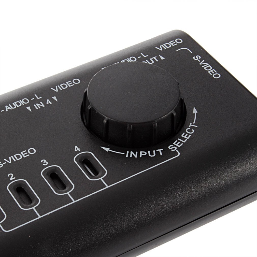 Out AV RCA Switch Box AV Audio Video Signal Switcher Splitter 4 Way Selector 4 in 1 Bundle 1 AUX Polybag Coaxial Cables ONLENY