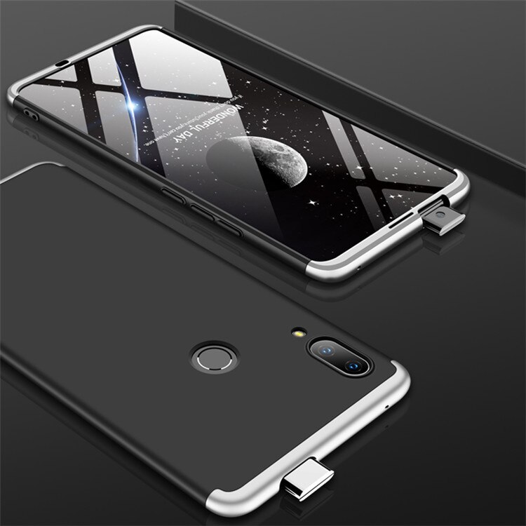 360 fuldt stødsikkert etui til huawei p smart z etui 3 in 1 hårdt pc cover cover til huawei p smart z smartz psmartz stk -lx1 capa: Sølv og sort