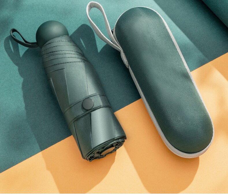 Cinco sosteniendo paraguas de sol protección sombrilla plegable con protección UV sombrilla de mujer lluvia de doble uso cápsula compacto portátil de bolsillo: Verde